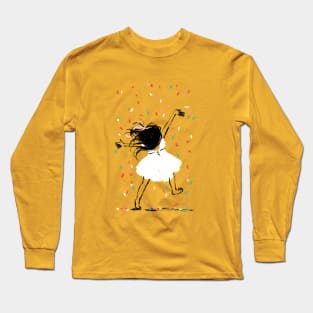 Celebration Girl Dancing in Confetti Long Sleeve T-Shirt